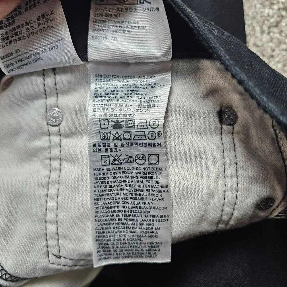 Levis 541 Jeans Mens 40x31 Black Athletic Tapered Stretch Workwear American